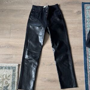 Agolde Black Leather Chap Style Harley Jean